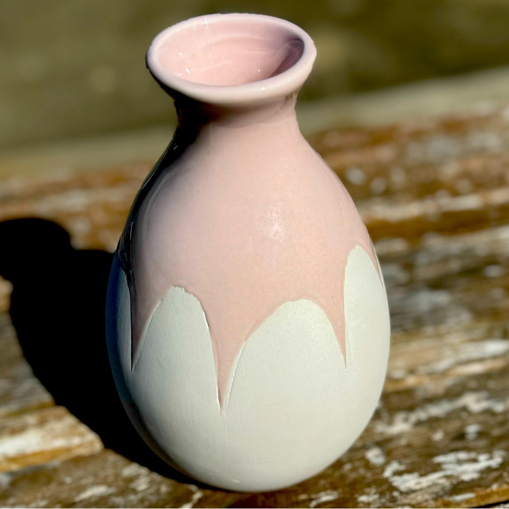 Isaac Mizrahi Loves XO, Sienna Hand-Dipped Vase: Pink & White